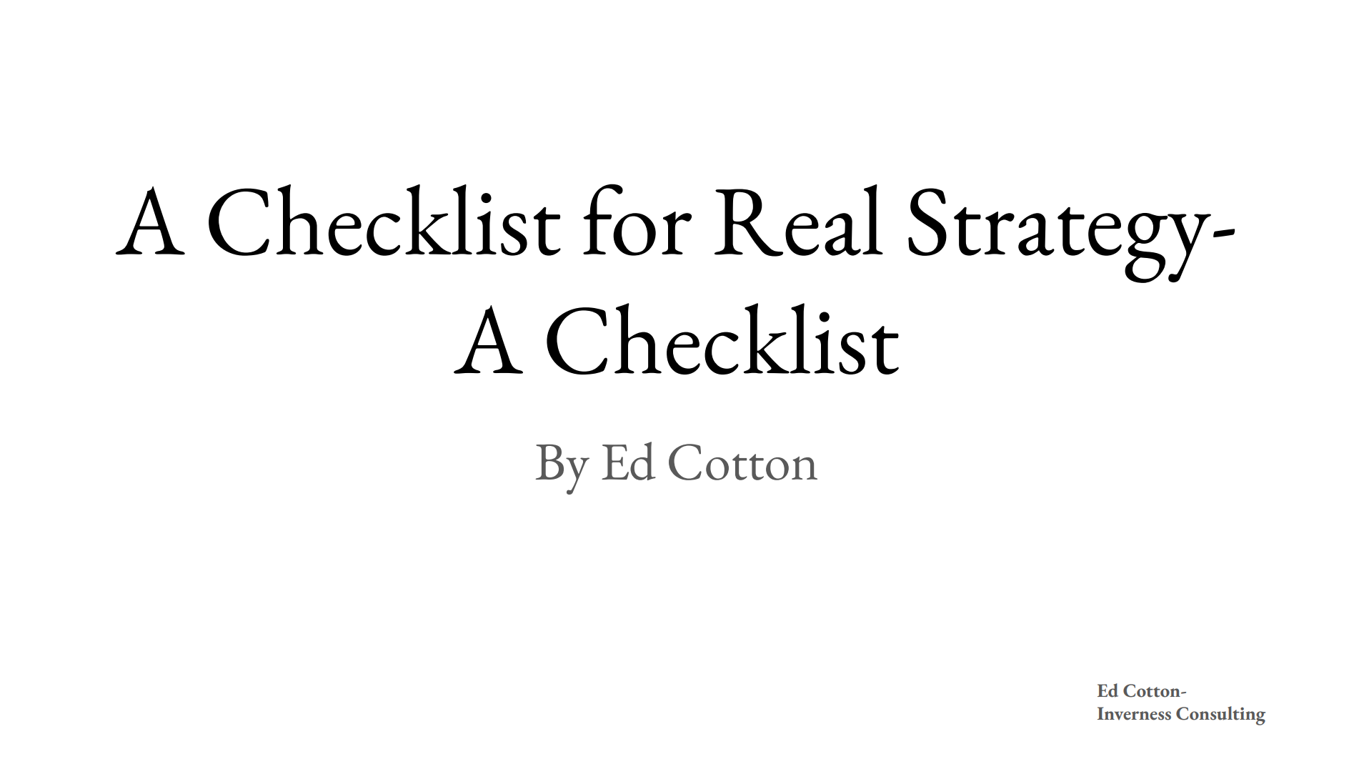 Checklist Ed Cotton slides